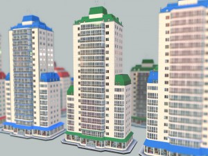 city building 14 variants 3D मॉडल
