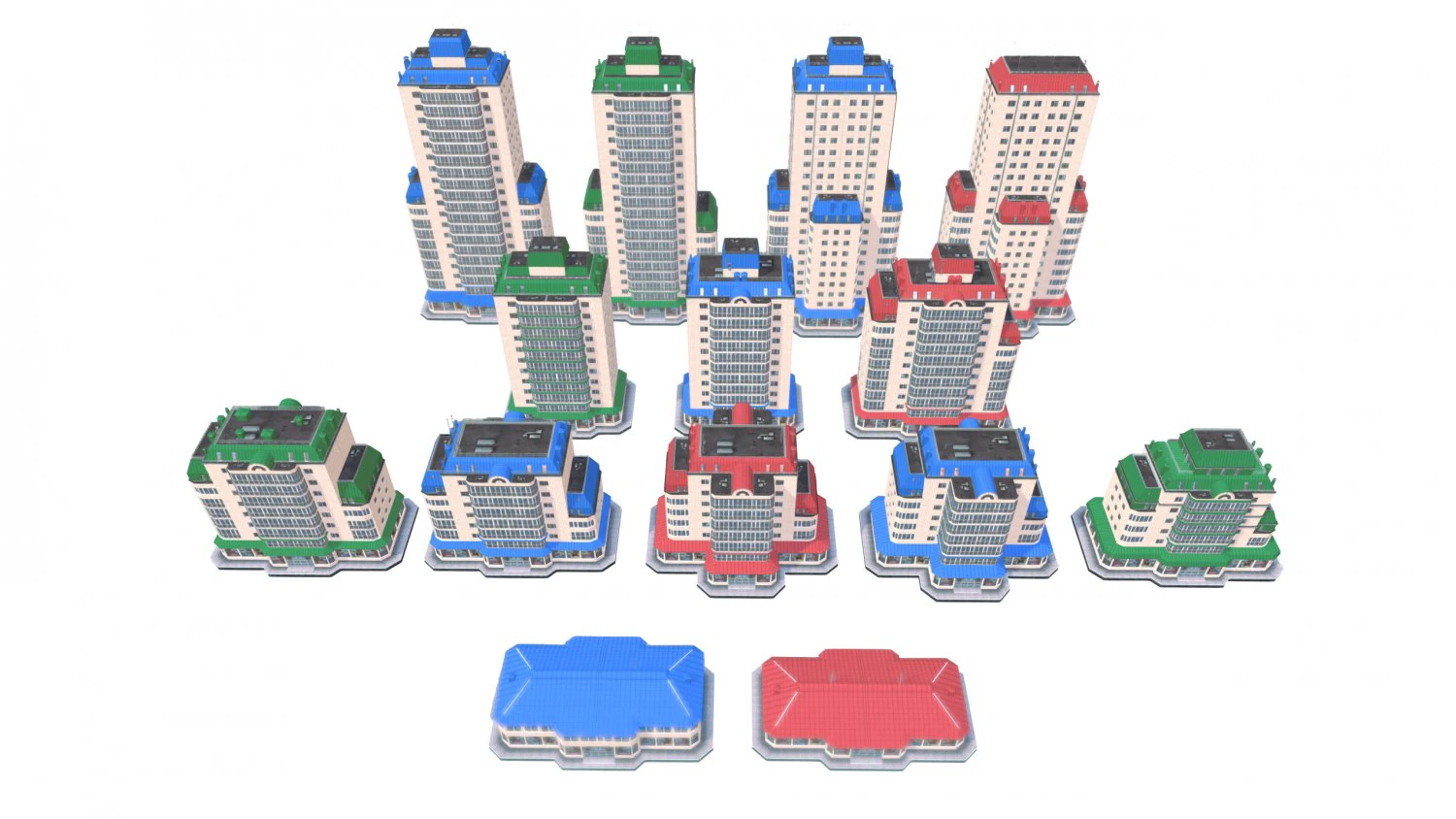 city building 14 variants 3D Model .c4d .max .obj .3ds .fbx .stl .blend 