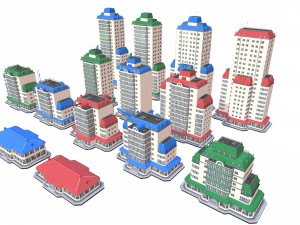 city building 14 variants 3D मॉडल