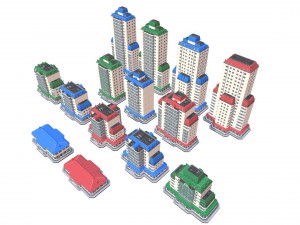 city building 14 variants 3D मॉडल