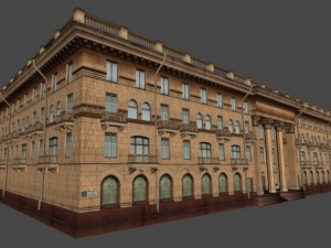 soviet hotel set of 5 buildings 3D Model