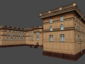 soviet hotel set of 5 buildings 3D Model