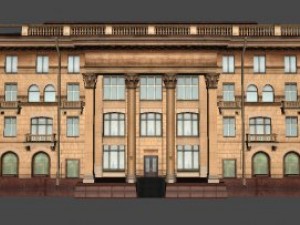 soviet hotel set of 5 buildings 3D Model