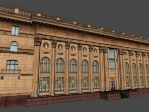 soviet hotel set of 5 buildings 3D Model