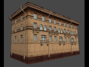soviet hotel set of 5 buildings 3D Model