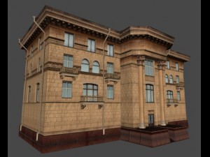 soviet hotel set of 5 buildings 3D Model
