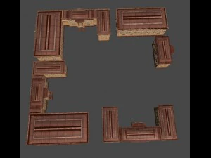 soviet hotel set of 5 buildings 3D Model