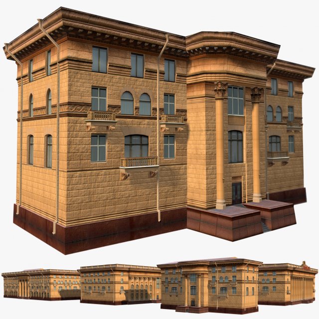 soviet hotel set of 5 buildings 3D Model .c4d .max .obj .3ds .fbx .stl .blend 