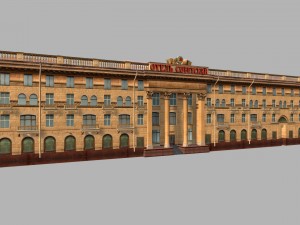 soviet hotel set of 5 buildings 3D Model