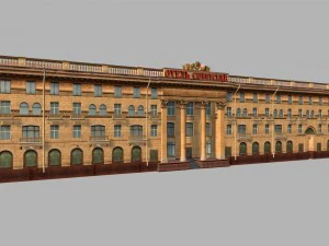 soviet hotel set of 5 buildings 3D Model