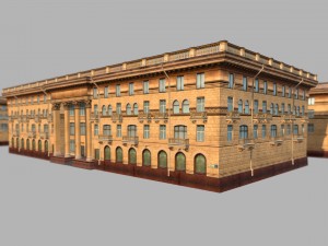 soviet hotel set of 5 buildings 3D Model