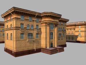 soviet hotel set of 5 buildings 3D Model