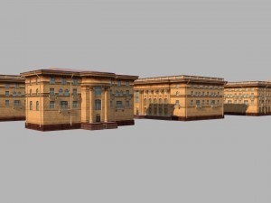soviet hotel set of 5 buildings 3D Model