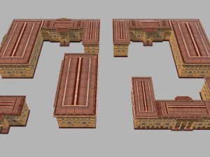 soviet hotel set of 5 buildings 3D Model