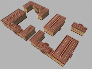soviet hotel set of 5 buildings 3D Model