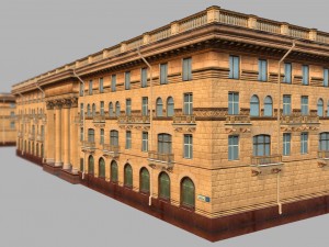 soviet hotel set of 5 buildings 3D Model