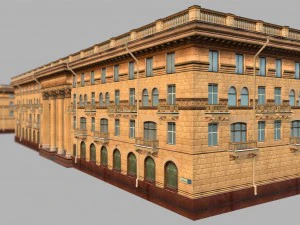 soviet hotel set of 5 buildings 3D Model