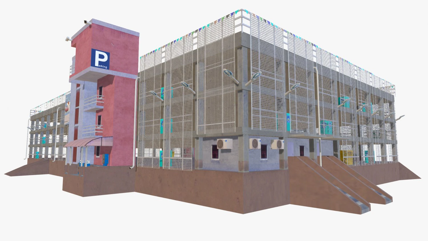 parking garage building 3D Model .c4d .max .obj .3ds .fbx .stl .blend