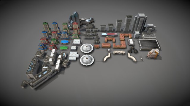 city buildings pack 3D 모델 .c4d .max .obj .3ds .fbx .stl .blend 