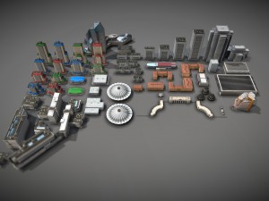 city buildings pack Modèle 3D