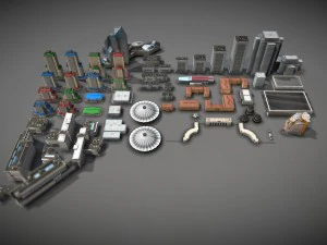 pack de b&acirc;timents de la ville Modèle 3D