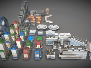 city buildings pack 3D 모델