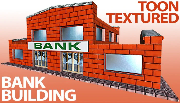 small bank building 3D Model .c4d .max .obj .3ds .fbx .stl .blend 