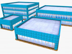 toon textured officetrade building 3D Model