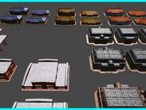 toon textured buildings pack 3D Model