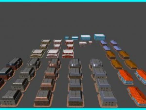 toon textured buildings pack 3D Model