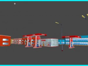 toon textured buildings pack 3D Model