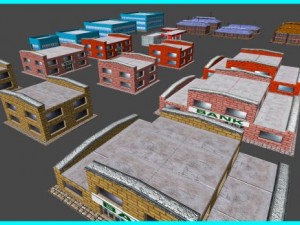 toon textured buildings pack 3D मॉडल