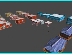 toon textured buildings pack 3D Model