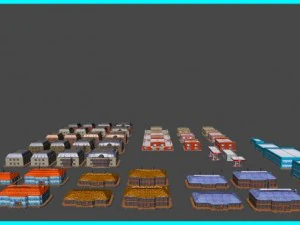 toon textured buildings pack 3D Model