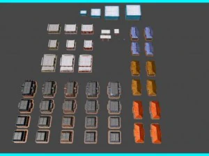 toon textured buildings pack 3D Model