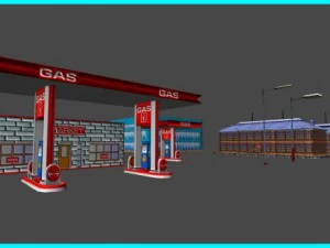 toon textured buildings pack 3D Model