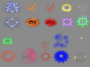 lembar sprite paket aura animasi untuk unity3d Model 3D
