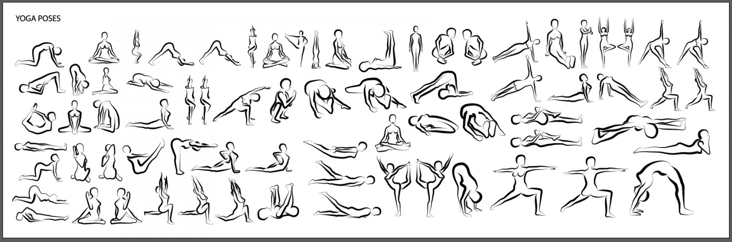 yoga poses outlines CG Textures .c4d .max .obj .3ds .fbx .stl .blend 
