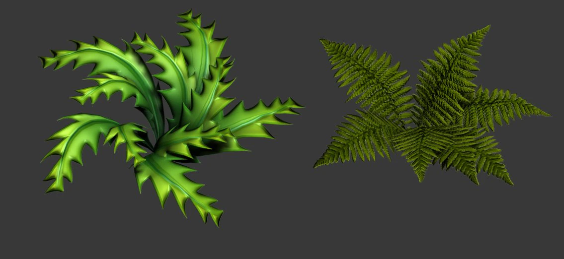 toon and realistic fern plant 3D Model .c4d .max .obj .3ds .fbx .stl .blend