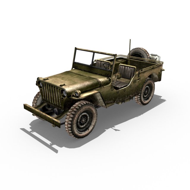 willys army jeep 3D Model .c4d .max .obj .3ds .fbx .stl .blend