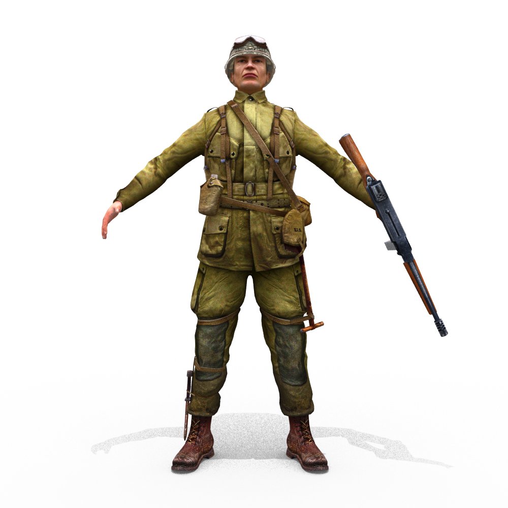 WWII American Soldier 3D Model in Man 3DExport