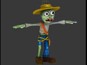 toon cowboy zombie character Modelo 3D