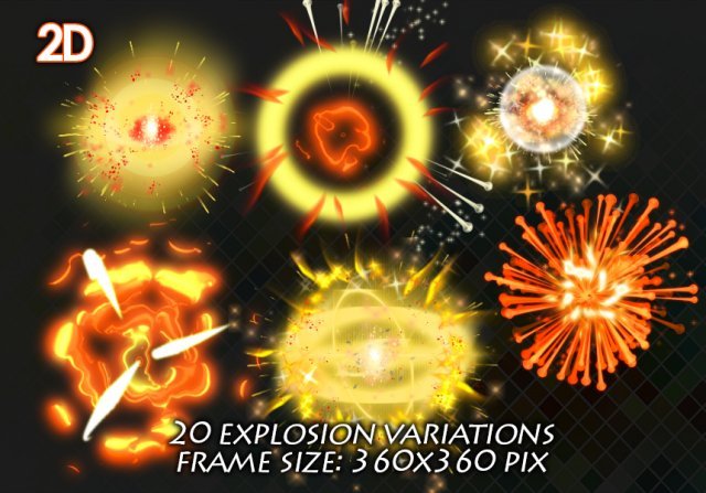 2d explosion animations pack Modello 3D .c4d .max .obj .3ds .fbx .stl .blend