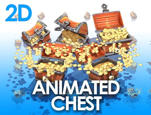 2d gold chest 3D Model .c4d .max .obj .3ds .fbx .stl .blend 