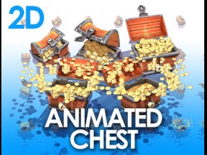 2d gold chest Model 3D