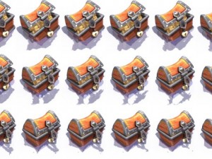 2d gold chest Model 3D