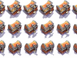 2d gold chest 3D Model