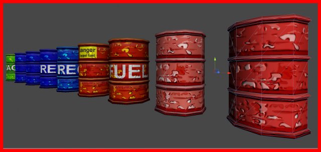 toon metal oil drums barrels 3D 模型 .c4d .max .obj .3ds .fbx .stl .blend 