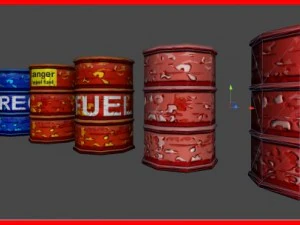 툰 금속 오일 드럼 배럴 3D 모델