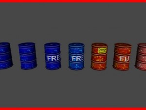 toon metal oil drums barrels 3D 模型
